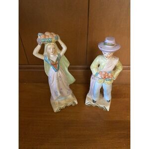 Vintage Man and Woman Ceramic Figurines ~ 6" Tall - Hadson Occupied Japan